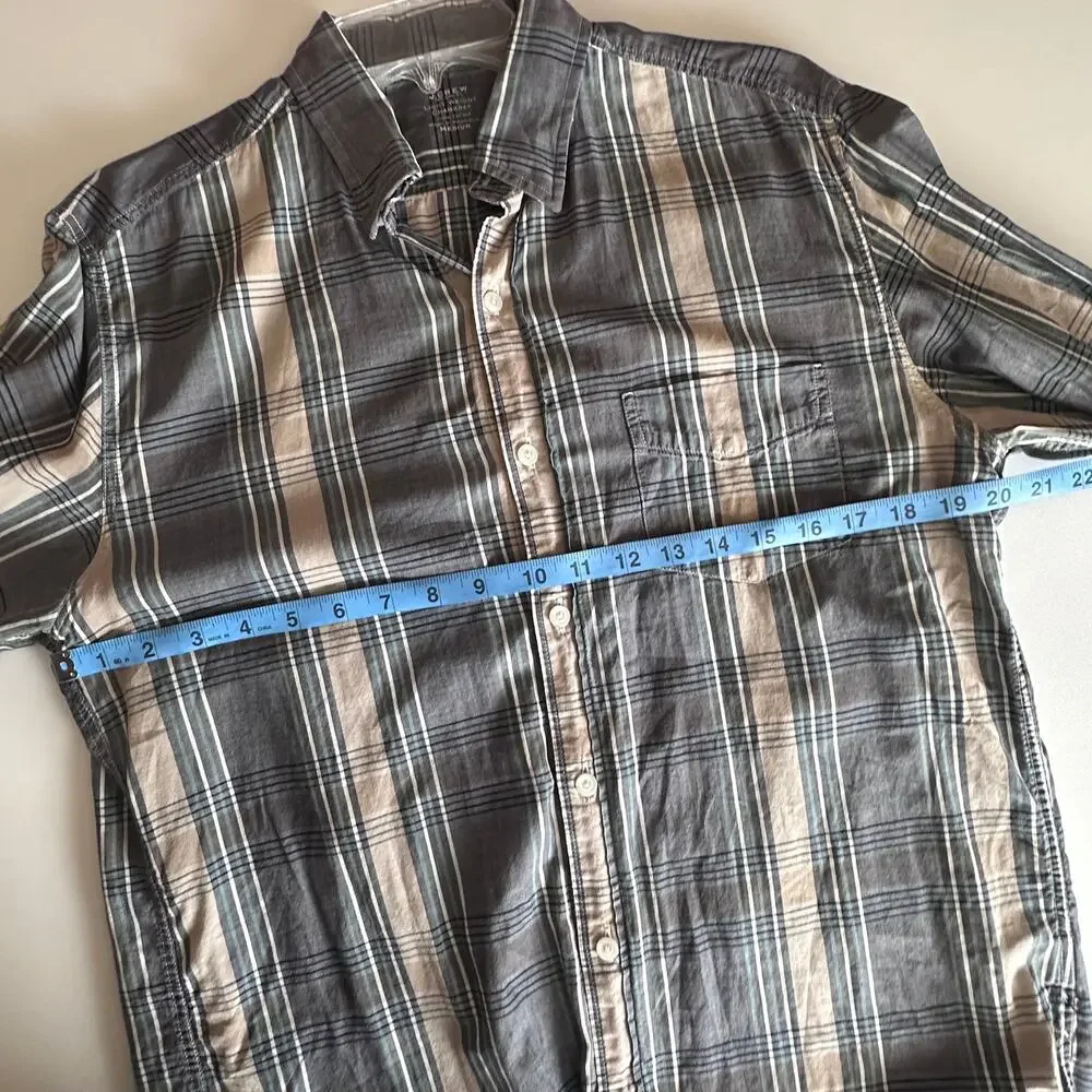 J. Crew Lightweight Chambray Shirt Mens Medium Deep Ultramarine Plaid Button